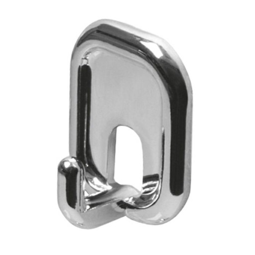 Jednoduchý lepený plastový vešiak na háčik 45x32x21mm Chróm