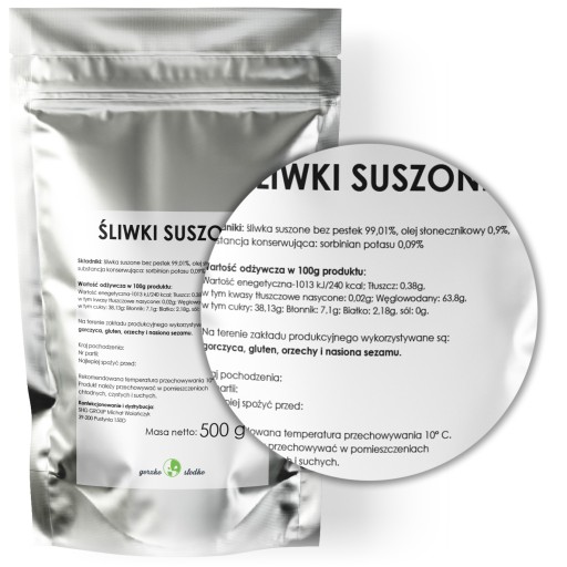 SUŠENÉ SLIVKY, bez semien, čerstvé, 500g