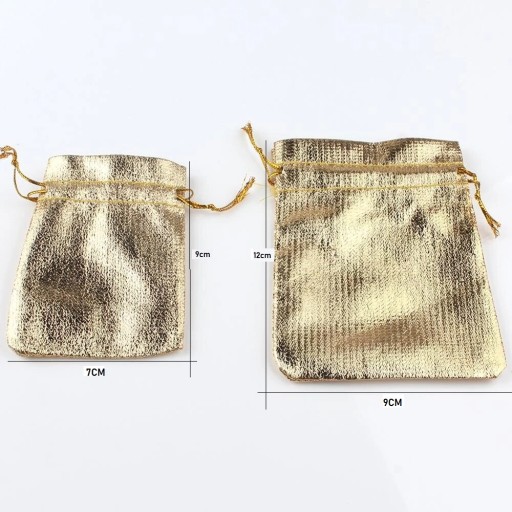 ZLATÁ TAŠKA NA DARČEK NA ŠPERKY 7X9CM 10KS