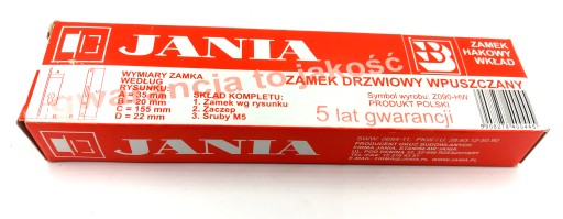 Bezúchytkový hákový zámok JANIA, malá rozteč, 90mm