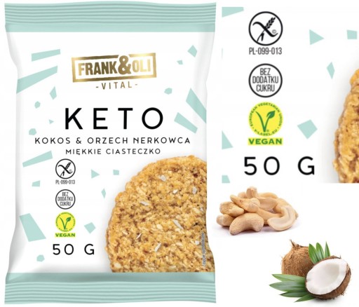 FRANK&OLI Keto Coconut Cookie Kokos Kešu kešu 50g VEGAN