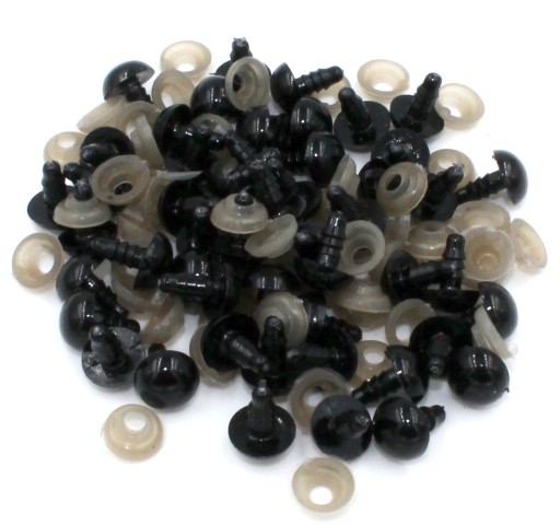 Oči pre hračky maskota so závitom a svorkou plastové čierne 50 párov 10 mm