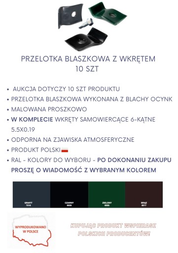 PLEŤOVÁ priechodka so skrutkou, FARBA RAL - 10 ks