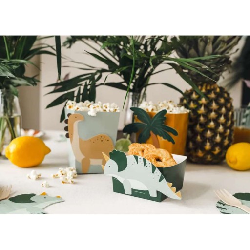 PAPIEROVÉ KRABICE na OBČANY POPCORN dinosaury TRICERATOPS BRACHiOSAUR x6