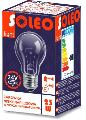 VYSOKÁ TEPLOTA nízkonapäťová žiarovka SOLEO 100W A55 E27 24V 1820LM