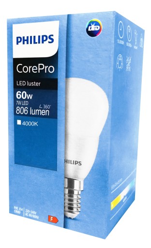 LED žiarovka svetelný zdroj BALL E14 806lm P45 7W 4000K CorePro PHILIPS