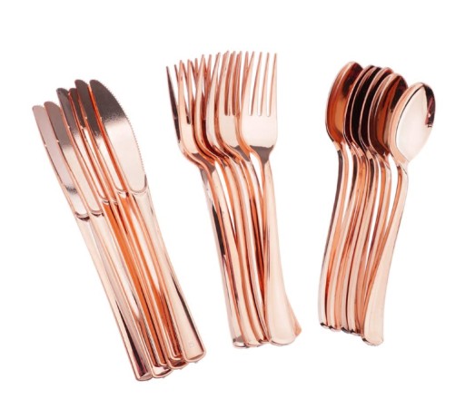 Jednorazové plastové vidličky na príbory ROSE GOLD