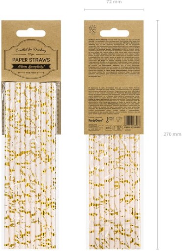 papierové slamky zlaté FLOWERS mramor SET 19,5 cm LUX