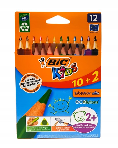 BIC TROJUHOLNÍK HRUBÁ FARBA CUŽKY PRE DETI ECO 12 FARB.