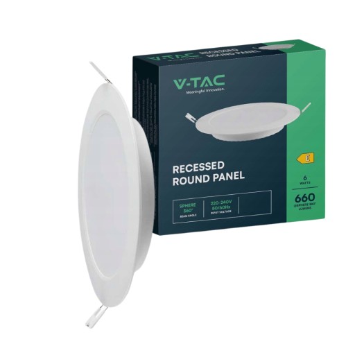 V-TAC LED panelové vstavané prémiové stropné svietidlo 6W okrúhle fi120 3000K 660lm