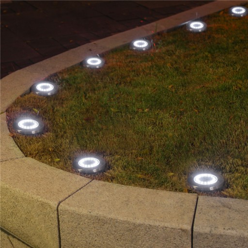 Solárna záhradná pozemná lampa, oceľ, studená biela, 16 LED, odolná