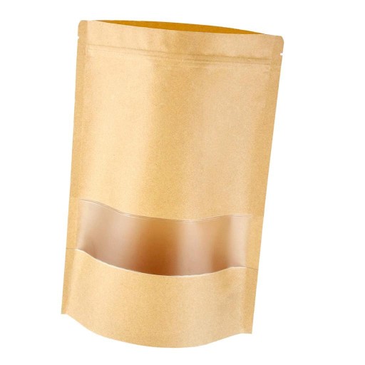 Doypack papierová taška 14x9cm 100ml Kraft Small Window Set 50ks.