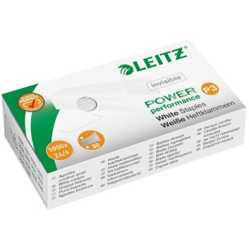 Leitz biele sponky, neviditeľné na papieri 24/6,