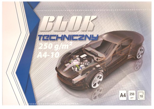 A4 biela technická podložka, 10 listov, 250g