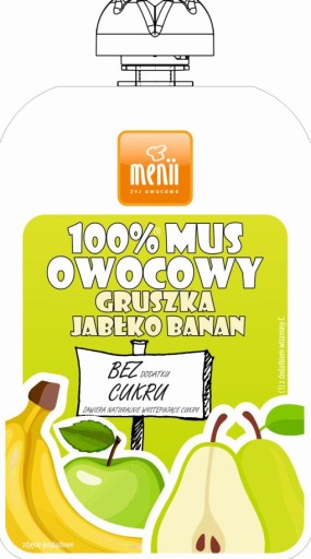 100% hrušková/jablko/banánová pena pre deti bez cukru