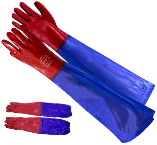 Dlhé ochranné gumené rukavice z PVC, 60 cm