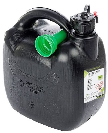 PLASTOVÁ KANISTRA PALIVA S OVÁLNYM lievikom, 5L