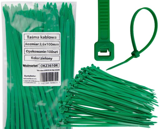 CABLE TAPE páska na viazanie káblov 3,6x100mm 200ks ZELENÁ