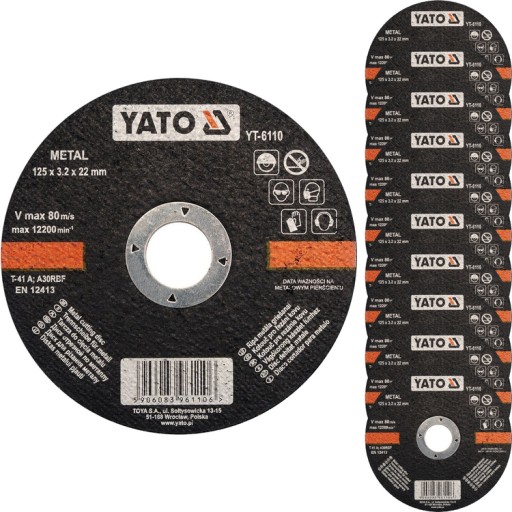 KOVOVÉ REZNÉ KOTÚČE 125x3,2x22,2mm YATO 10 KS