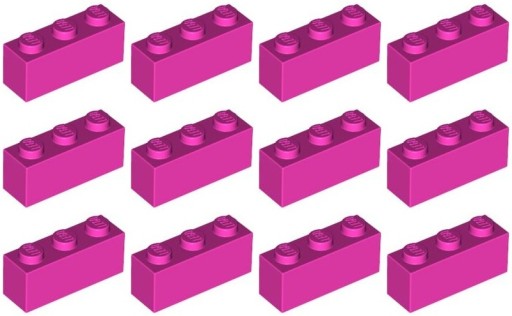 LEGO 3622 BRICK 1x3 tmavoružová (15g) 12 ks.