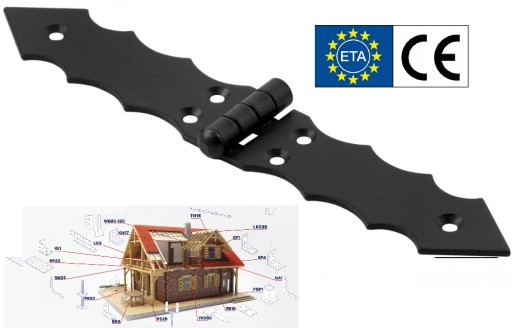 Francúzsky dekoratívny stavebný pánt 200x33mm čierny
