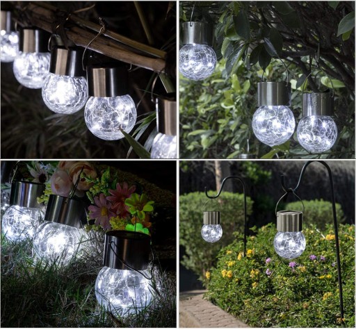 Záhradná lampa SOLAR LED LAMPIÓN Sklenená guľa