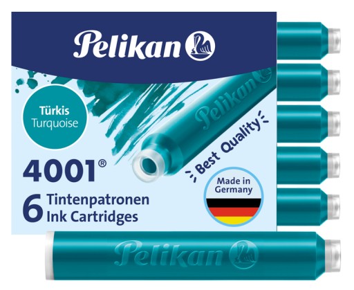 UNIVERZÁLNE KRÁTKE NÁPLŇKY PELIKAN 4001 TYRKYSOVÁ TP/6 310607 - 6 ks