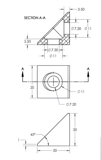 Roh pre profily V-Slot 20x20 mm (farba: čierna)
