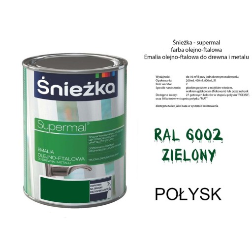 ŚNIEŻKA Olej-ftalát Zelená RAL6002 Lesk 0,2L