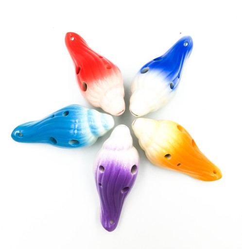 mini OCARINA keramická SHELL červená 6-dierkové noty