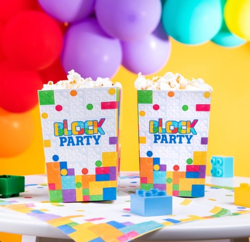 Popcorn boxy Lego bloky 6 kusov Narodeniny