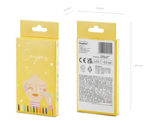 Farebné pastelky na maľovanie na tvár, sada 12 kusov