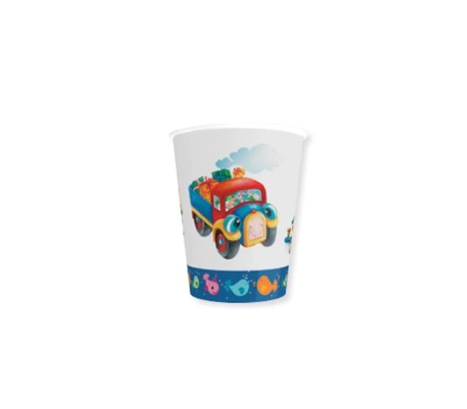 HAPPY VEHICLES papierové kelímky 250ml 8 ks DEKORAČNÁ OZDOBA