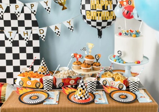 Party Deco taniere Kruh 18 cm 6 ks Auto Auto Narodeniny Jeden rok starý