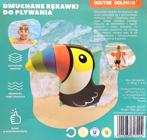 NAFUKOVACIE PLÁVACIE RUKÁVA PRE DETI TOUCAN BIRD 18 KG DO BAZÉNA