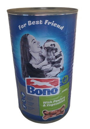 CAN BONO KRMIVO PRE PSA S HYDINOU A ZELENINOU V Omáčke 1250G