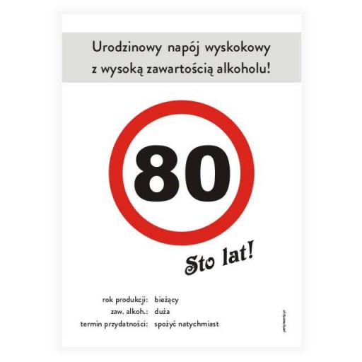 narodeninové etikety k 80. narodeninám ALCOHOL vodka