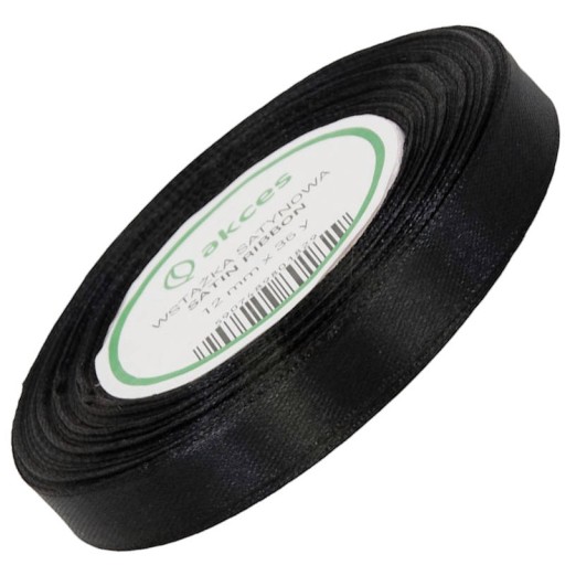 SATÉNOVÁ STUHA páska čierna 12mm 32m