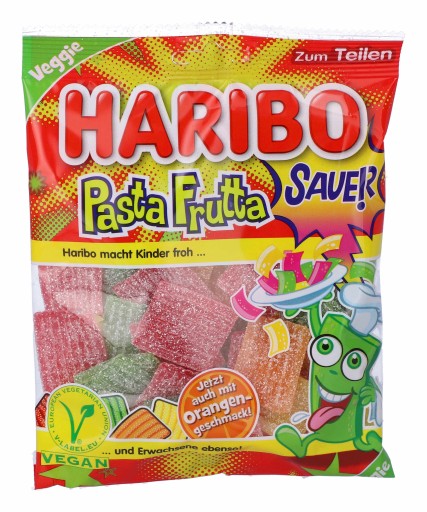 HARIBO Cestoviny Frutta DE Kyslé ovocné želé stuhy