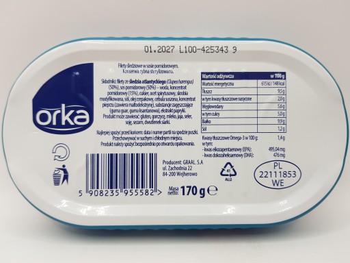 Orka Filety zo sleďov v paradajkovej omáčke 170g