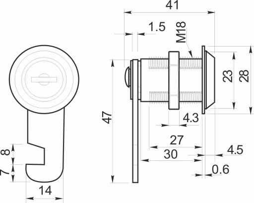 Zámok skrinky 103 18x30mm, AKS
