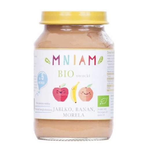 Jablkovo-banánovo-marhuľový zákusok od 5 mesiacov BIO 190 g Mňam
