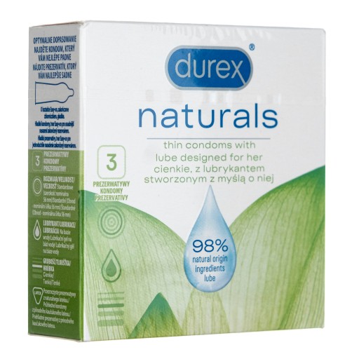 Durex Naturals kondómy Natural latex 3 ks