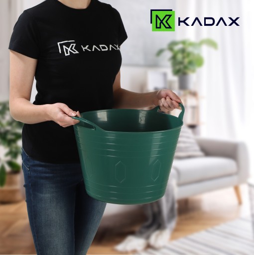 FLEXIBILNÝ PLASTOVÝ KOŠÍK NA PRÁDLO, UNIVERZÁLNY, 15L, ZELENÉ RÚČKY