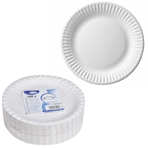 Taniere Jednorazové papierové dezertné taniere, biele, 18 cm, 100 kusov, EKO