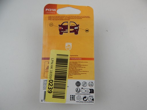 PY21W ŽIAROVKA 12V/21W (ORANŽOVÁ) BAU