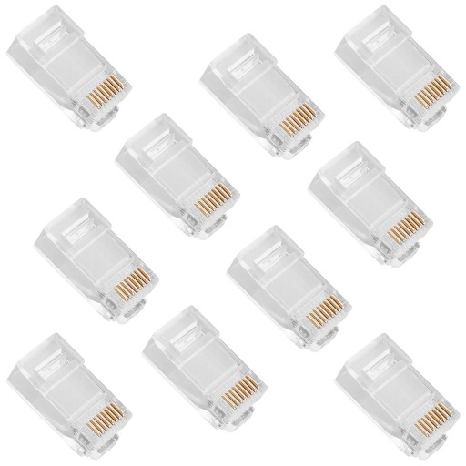 RJ45 zástrčka Pass Through RJ-45 drôt UTP CAT.5e 10 kusov