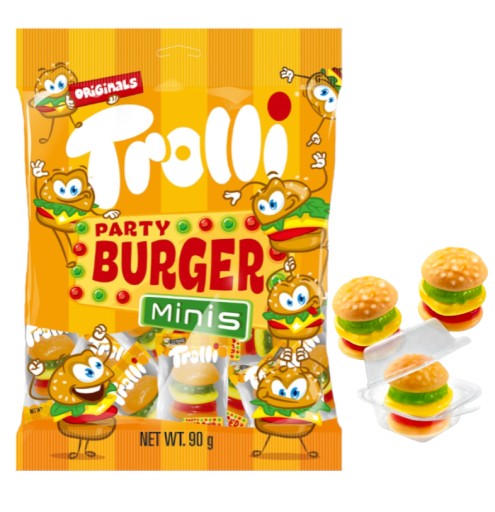 Trolli Hamburger Mini želé fazuľky 10 ks z Nemecka, balenie mini burger setu