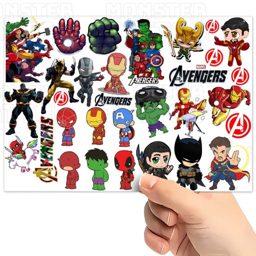 UMÝVAJÚCE DOČASNÉ TETOVANIE PRE DETI DETSKÉ AVENGERS ORIGINÁLNE DIZAJNY