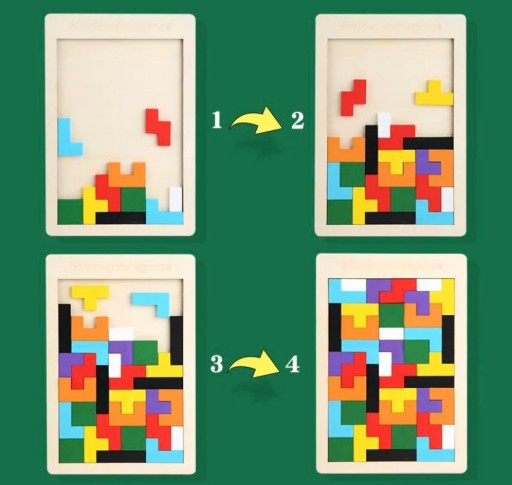 TETRIS PUZZLE DREVENÉ BLOKY MONTESSORI BLOCKS 3D LOGICKÁ HRA